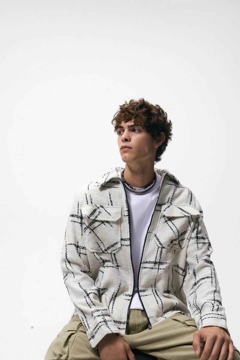 ZARA JACQUARD Övertröja Herr Vita | MBTYQ-7286