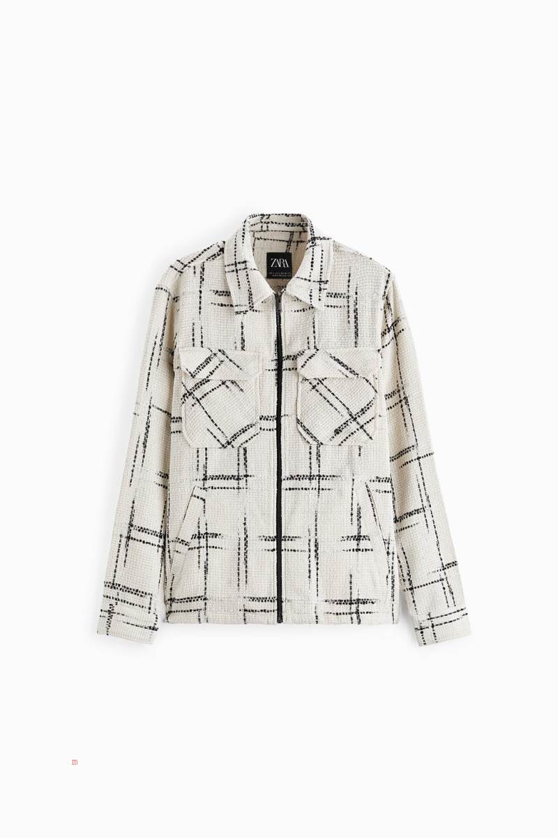 ZARA JACQUARD Övertröja Herr Vita | MBTYQ-7286