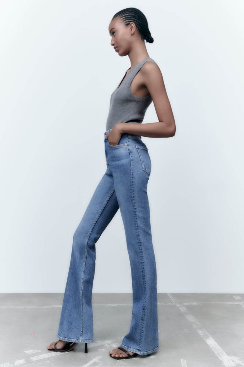 ZARA JEANS Z1975 HIGH RISE FLARE Jeans Dam Blå | WOYNA-1974