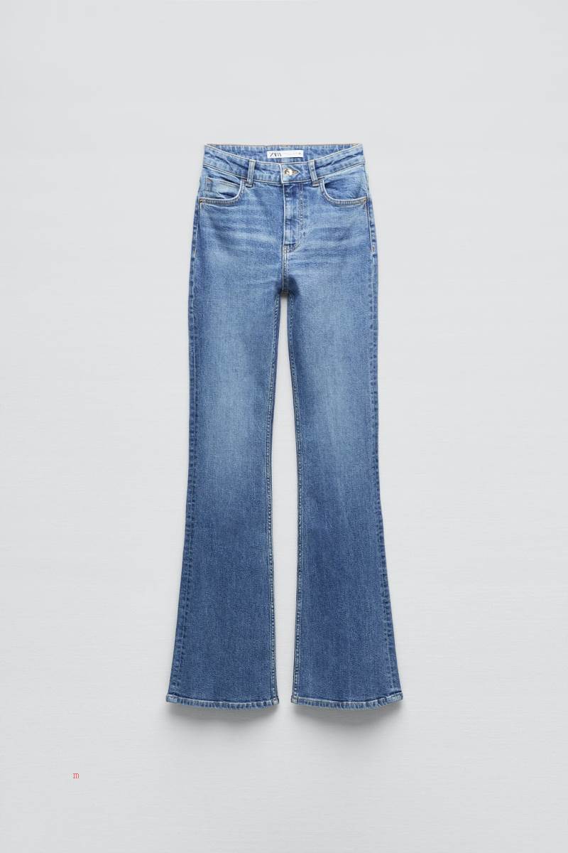 ZARA JEANS Z1975 HIGH RISE FLARE Jeans Dam Blå | WOYNA-1974