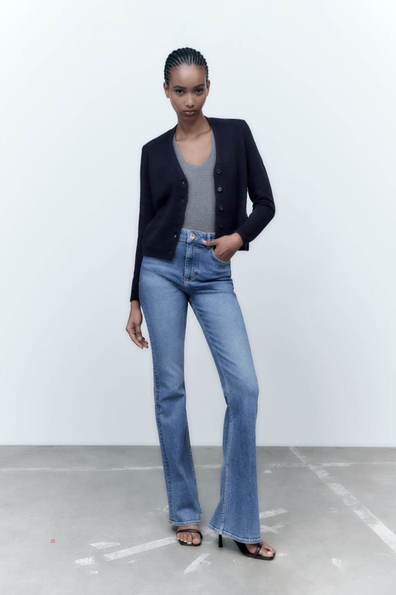 ZARA JEANS Z1975 HIGH RISE FLARE Jeans Dam Blå | WOYNA-1974