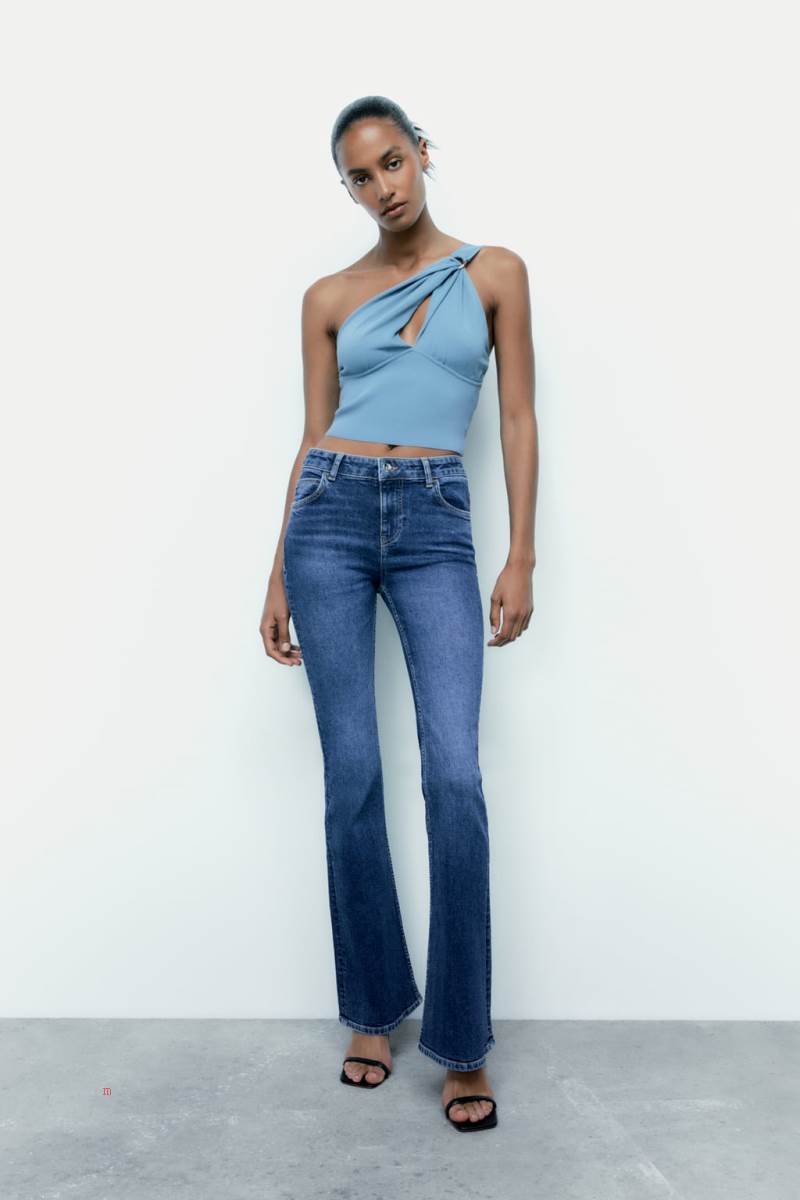 ZARA JEANS Z1975 MID RISE FLARE Jeans Dam Blå | DXQCZ-5618