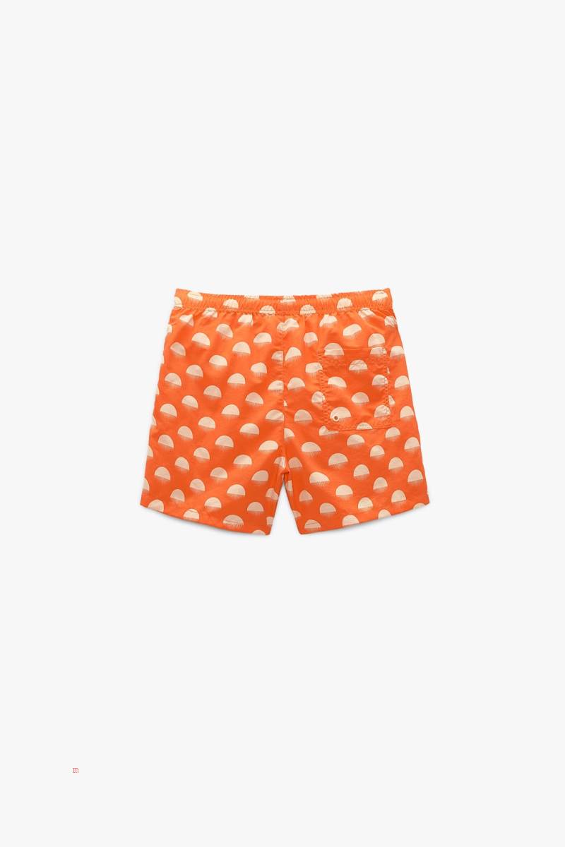 ZARA JELLYFISH PRINT SWIMMING TRUNKS Badkläder Herr Orange | XAVMB-1860