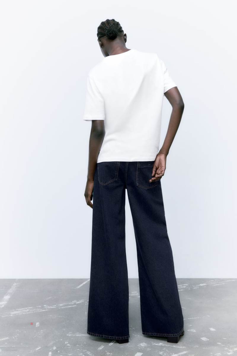 ZARA JEWELLED T-shirt Dam Vita | SJOWQ-6598