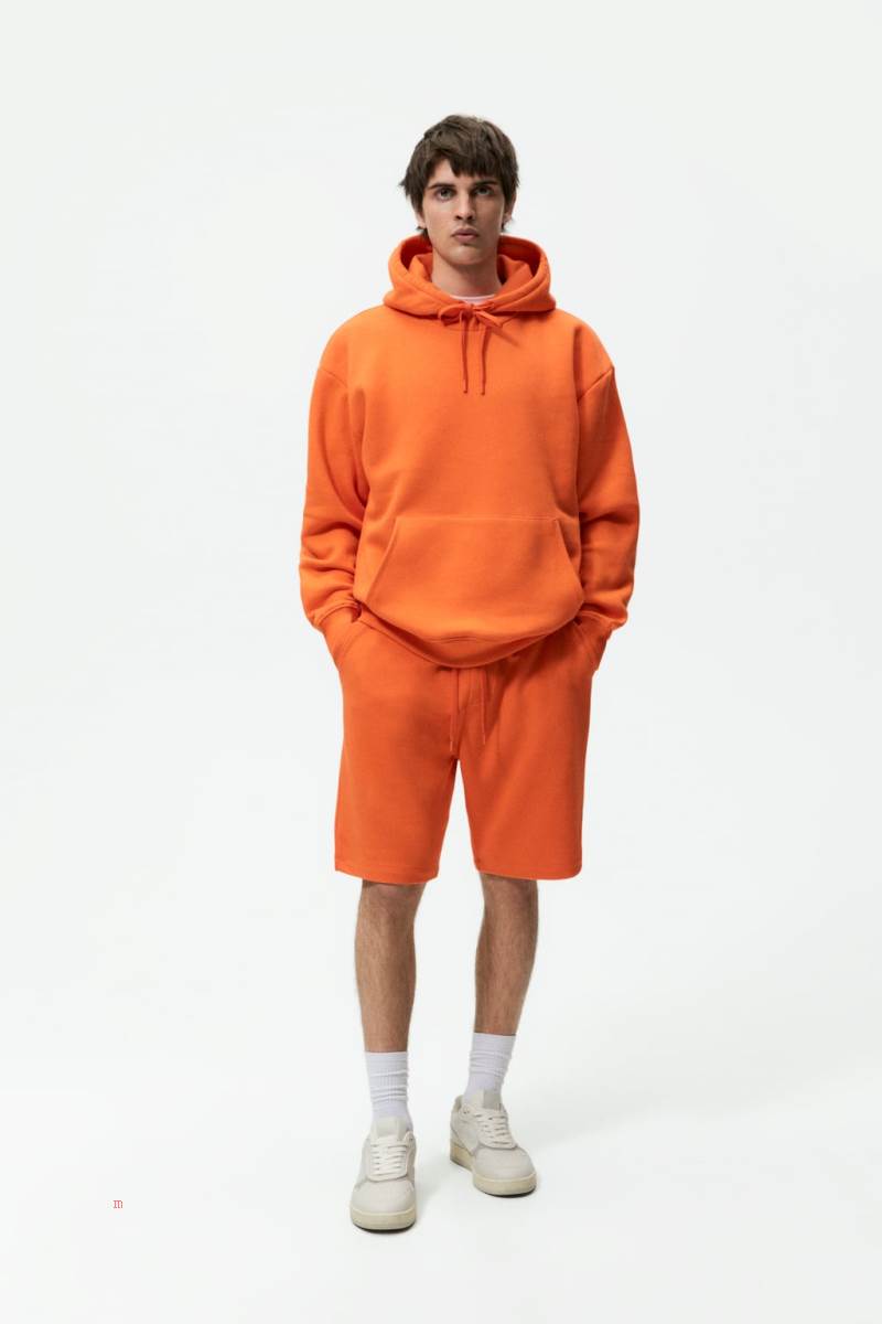 ZARA JOGGER BERMUDA Shorts Herr Orange | KPFAO-2397