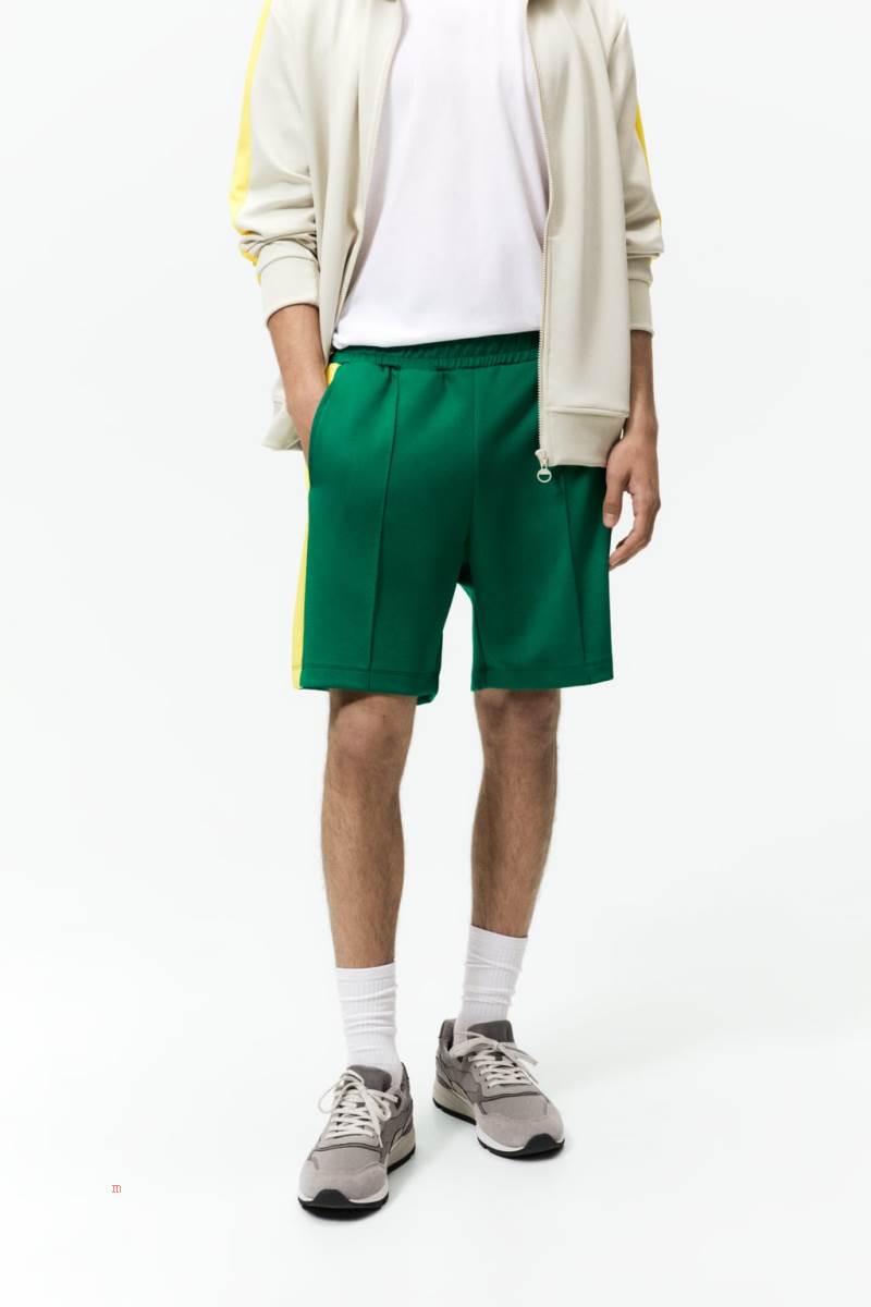 ZARA JOGGER BERMUDA WITH STRIPE Shorts Herr Gröna | XHOFE-3956