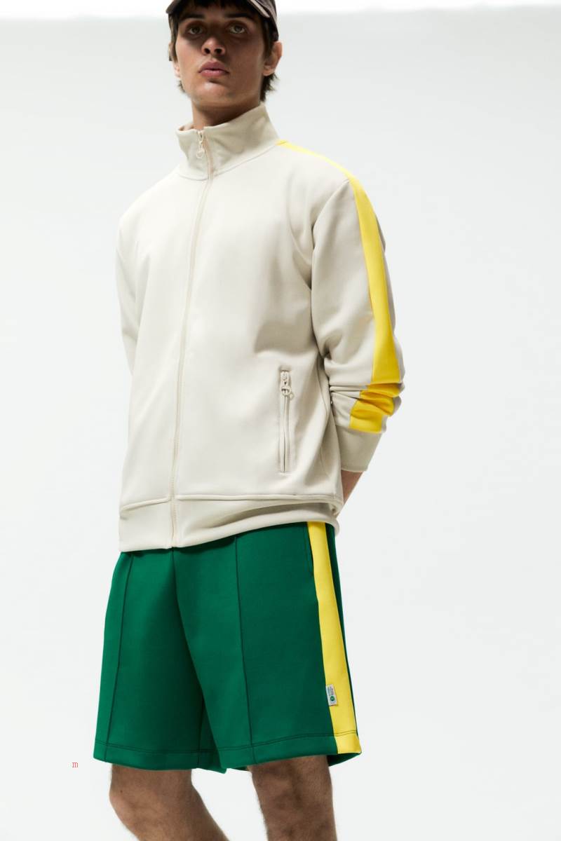 ZARA JOGGER BERMUDA WITH STRIPE Shorts Herr Gröna | XHOFE-3956