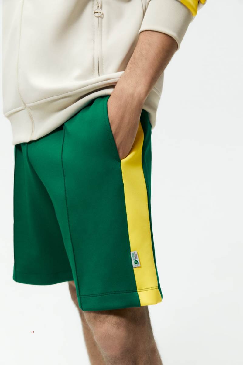ZARA JOGGER BERMUDA WITH STRIPE Shorts Herr Gröna | XHOFE-3956