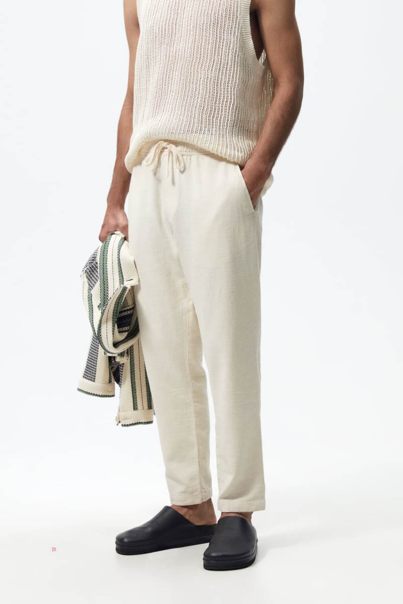 ZARA JOGGER WAIST RUSTIC Byxor Herr Grå Vita | HBIJC-0413