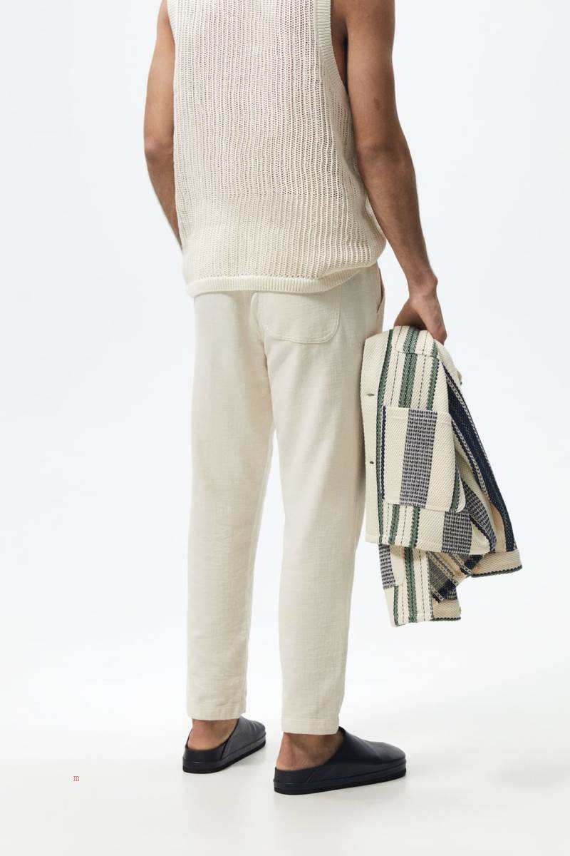 ZARA JOGGER WAIST RUSTIC Byxor Herr Grå Vita | HBIJC-0413