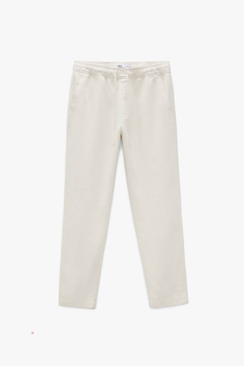 ZARA JOGGER WAIST RUSTIC Byxor Herr Grå Vita | HBIJC-0413