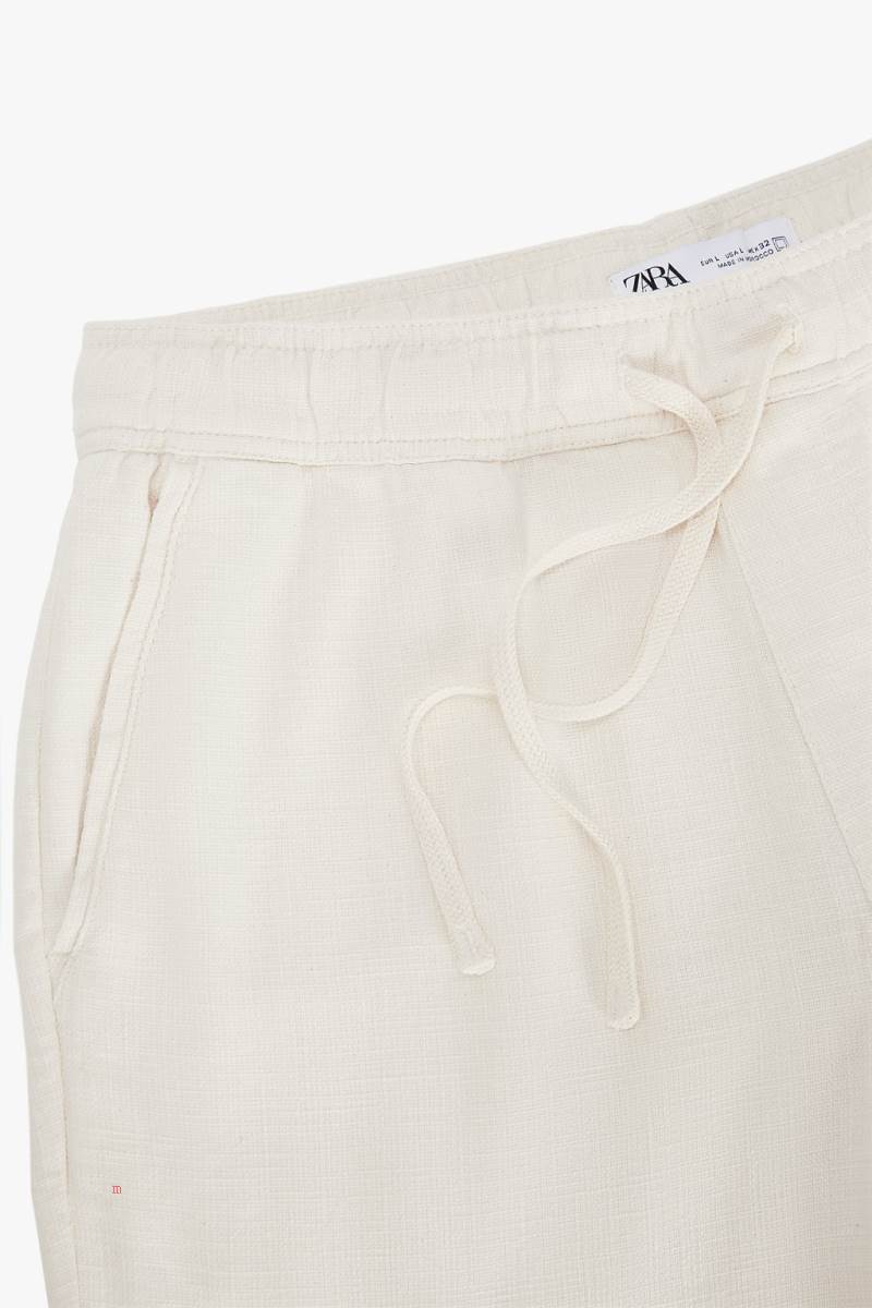 ZARA JOGGER WAIST RUSTIC Byxor Herr Grå Vita | HBIJC-0413