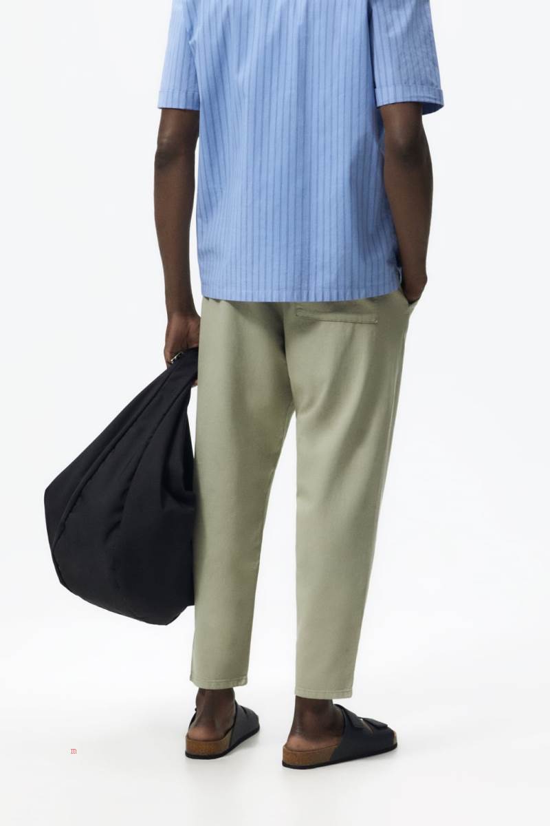ZARA JOGGER WAIST TWILL Byxor Herr Ljuskhaki | SAUQG-9378