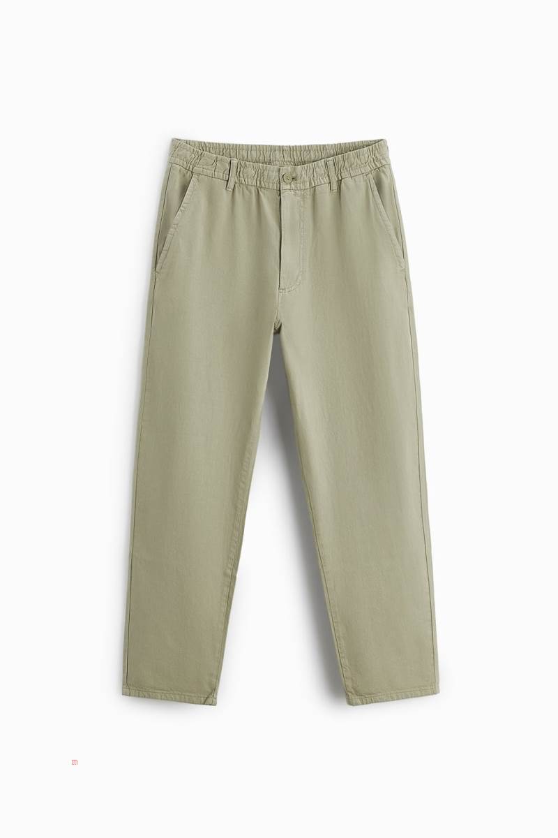 ZARA JOGGER WAIST TWILL Byxor Herr Ljuskhaki | SAUQG-9378