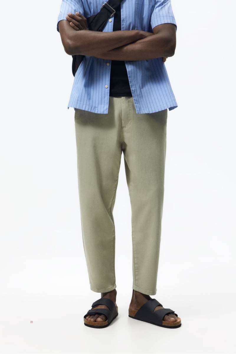 ZARA JOGGER WAIST TWILL Byxor Herr Ljuskhaki | SAUQG-9378