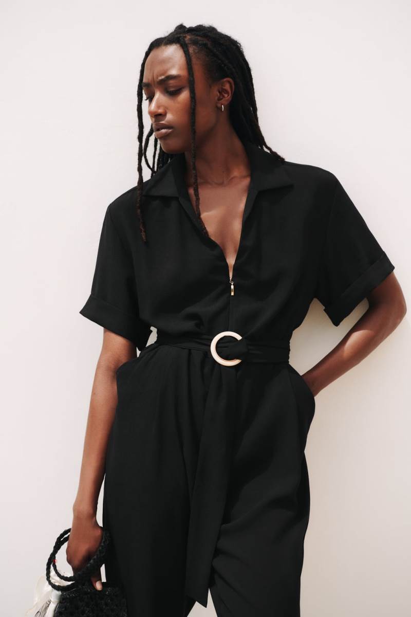 ZARA JUMPSUIT WITH BELT Jumpsuit Dam Svarta | QAPEC-0234