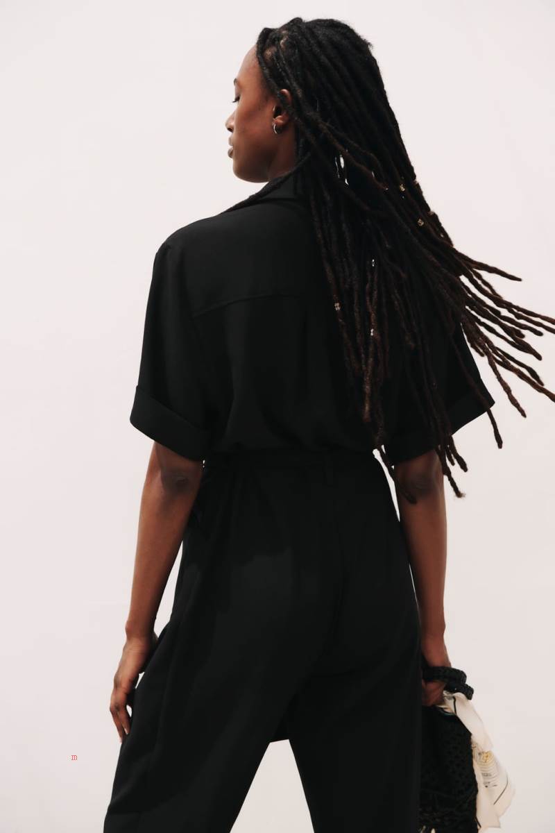 ZARA JUMPSUIT WITH BELT Jumpsuit Dam Svarta | QAPEC-0234