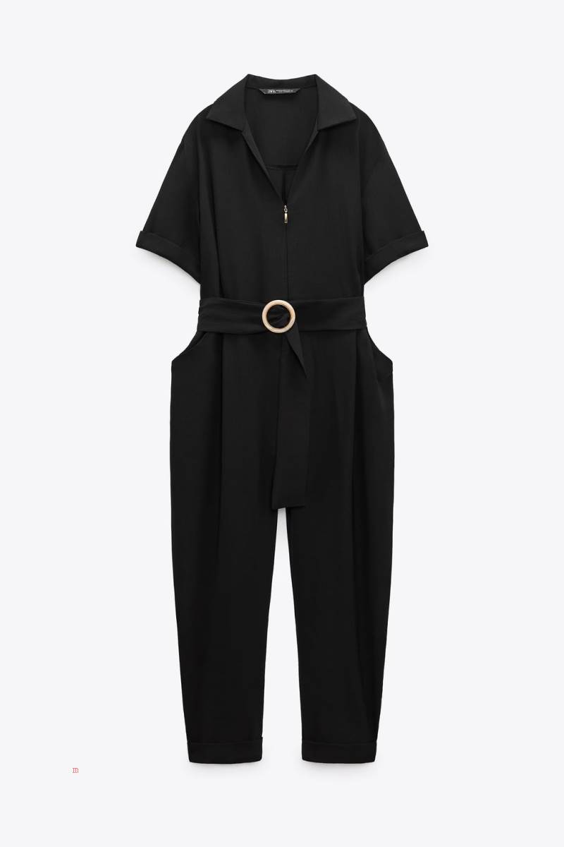 ZARA JUMPSUIT WITH BELT Jumpsuit Dam Svarta | QAPEC-0234