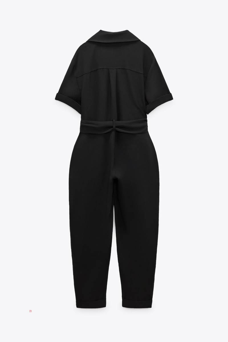 ZARA JUMPSUIT WITH BELT Jumpsuit Dam Svarta | QAPEC-0234
