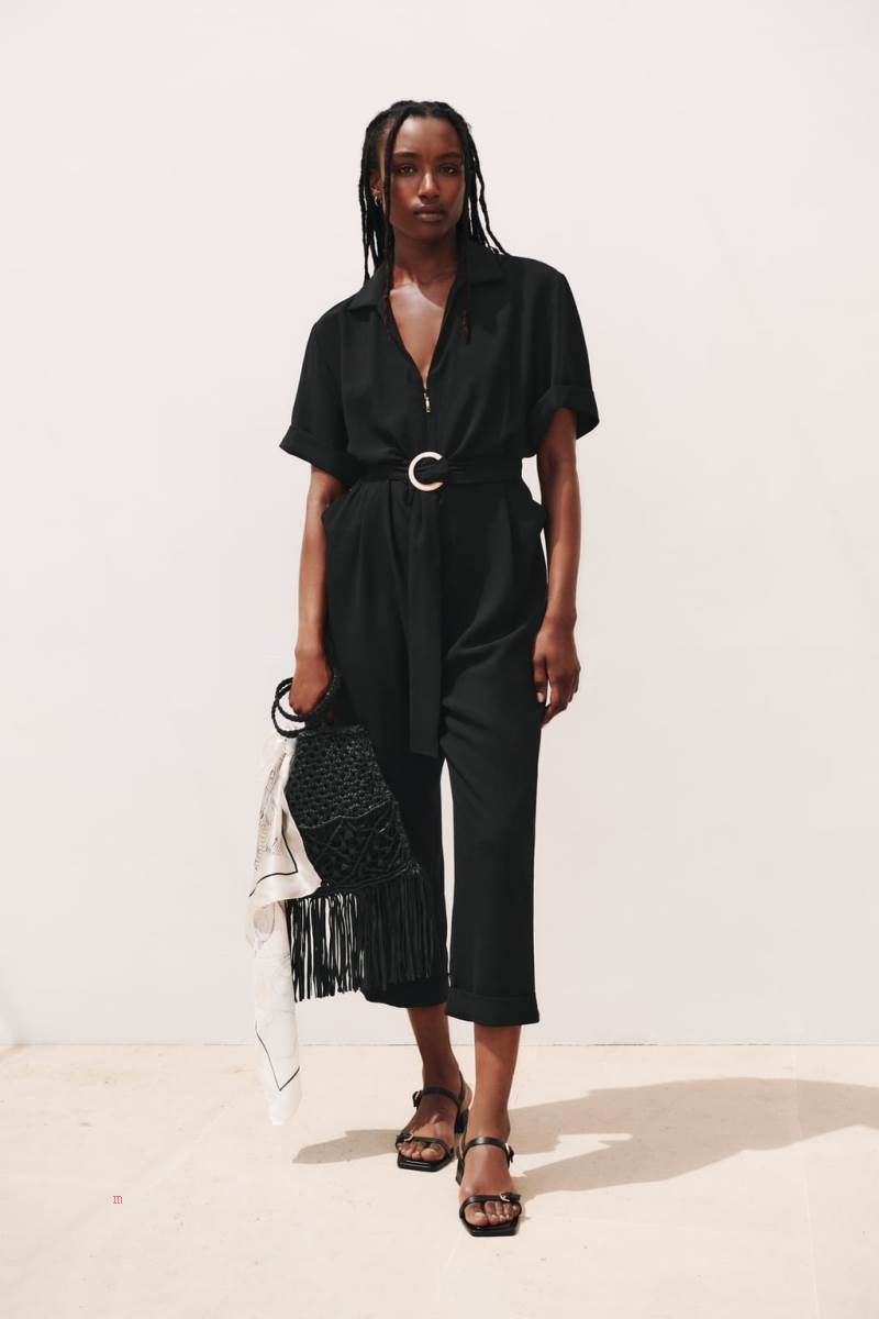 ZARA JUMPSUIT WITH BELT Jumpsuit Dam Svarta | QAPEC-0234