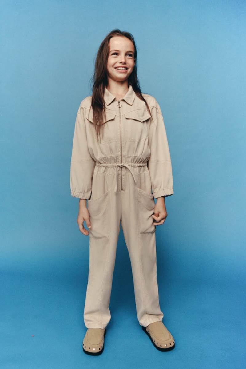 ZARA JUMPSUIT WITH ELASTIC Jumpsuit Tjej Beige | LEVDR-2856