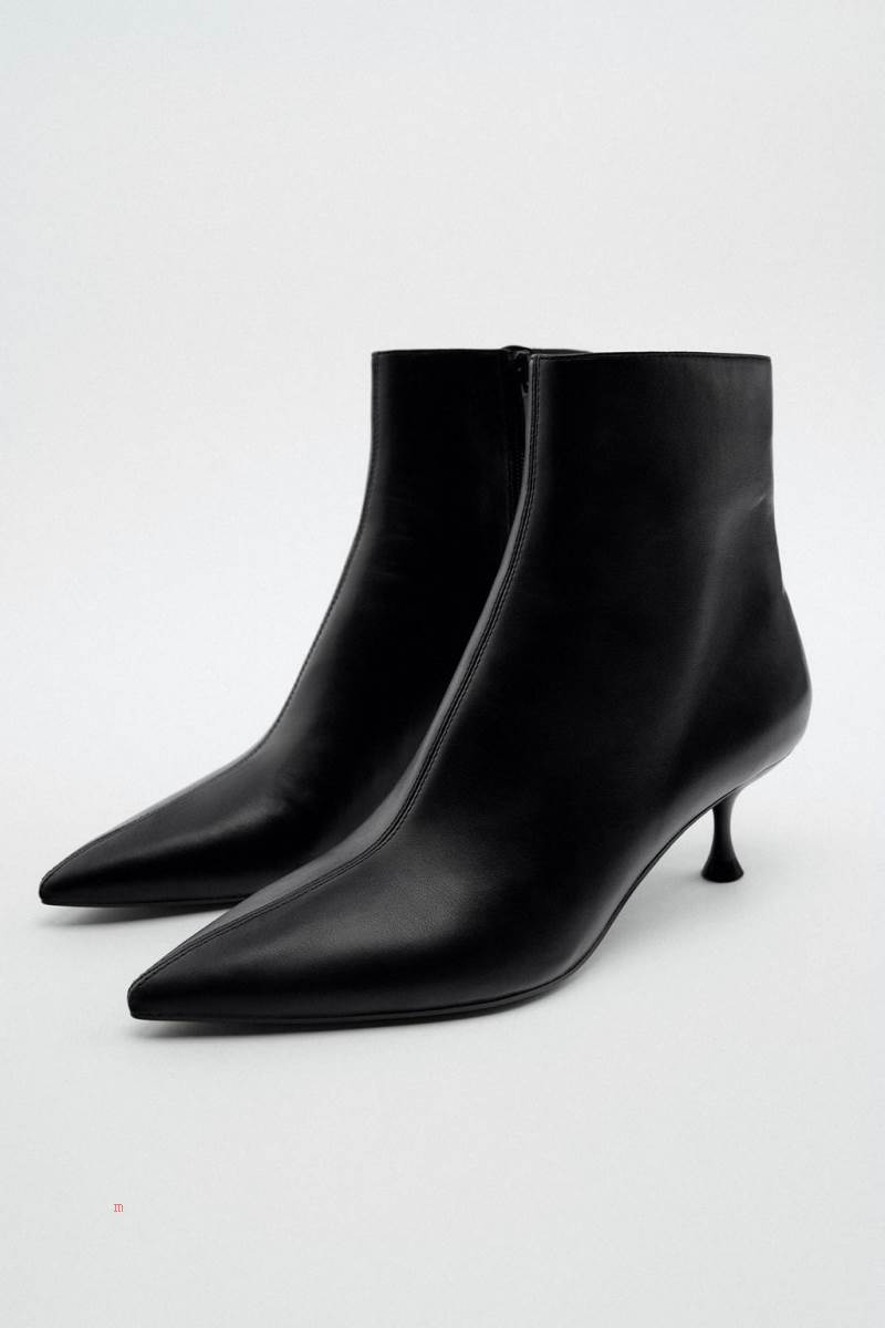 ZARA KITTEN HEEL Ankelboots Dam Svarta | YZNUE-4831