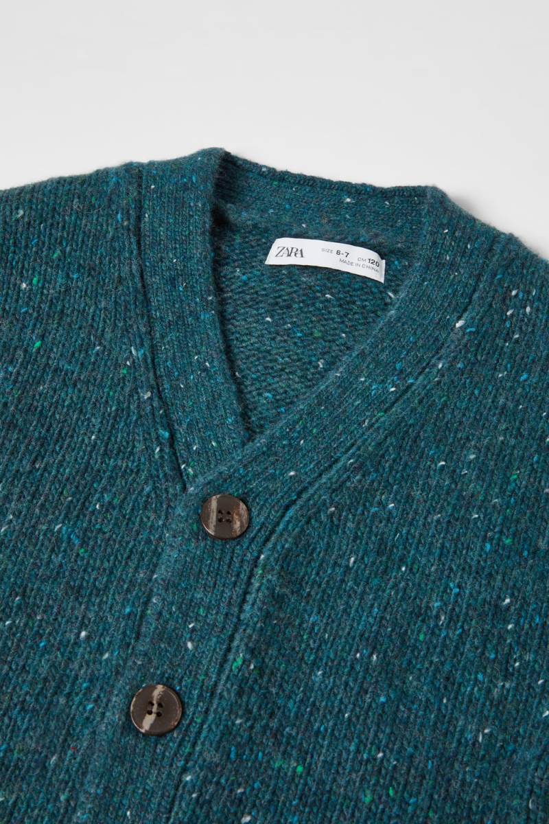 ZARA KNICKERBOCKER-YARN-EFFECT KNIT Cardigan Pojke Blå | SJZMB-3592