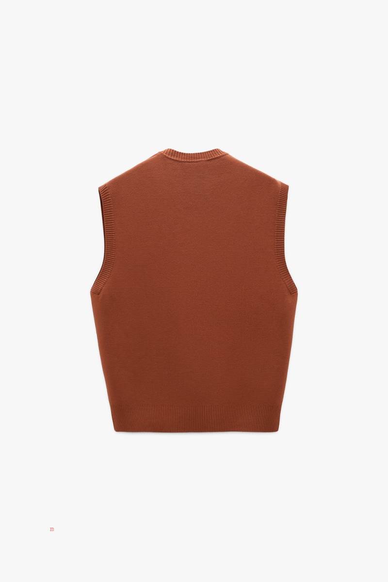 ZARA KNITTED Kostym Väst Herr Vinröda | EDVRN-6571
