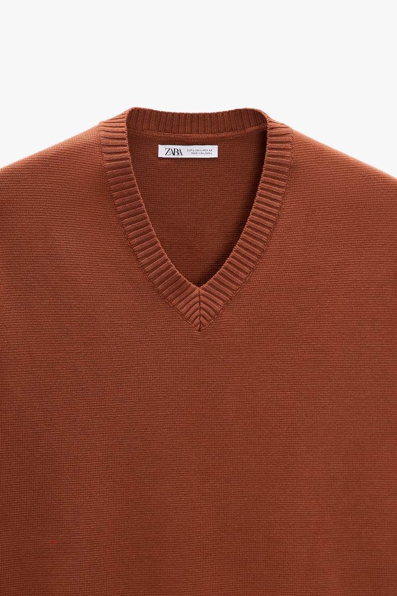ZARA KNITTED Kostym Väst Herr Vinröda | EDVRN-6571
