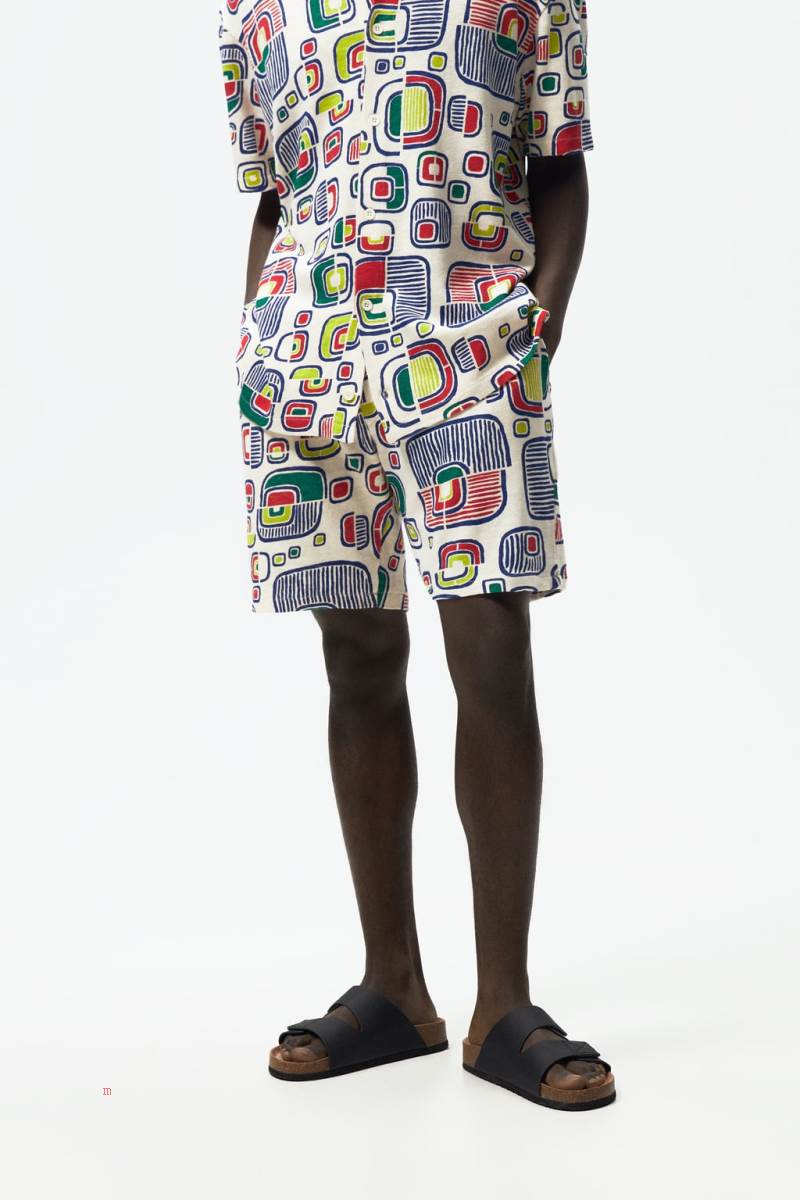 ZARA KNIT BERMUDA WITH GEOMETRIC PRINT Shorts Herr Vita | VBJHM-0894