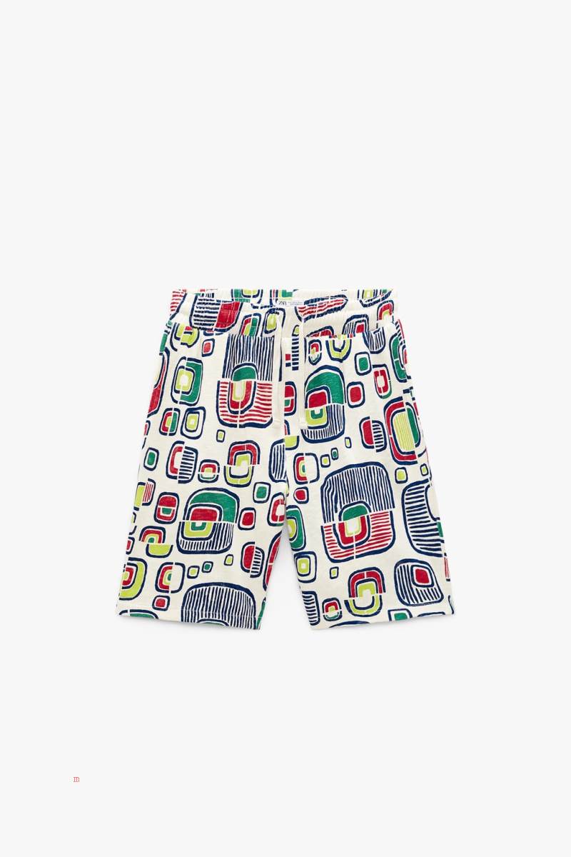 ZARA KNIT BERMUDA WITH GEOMETRIC PRINT Shorts Herr Vita | VBJHM-0894