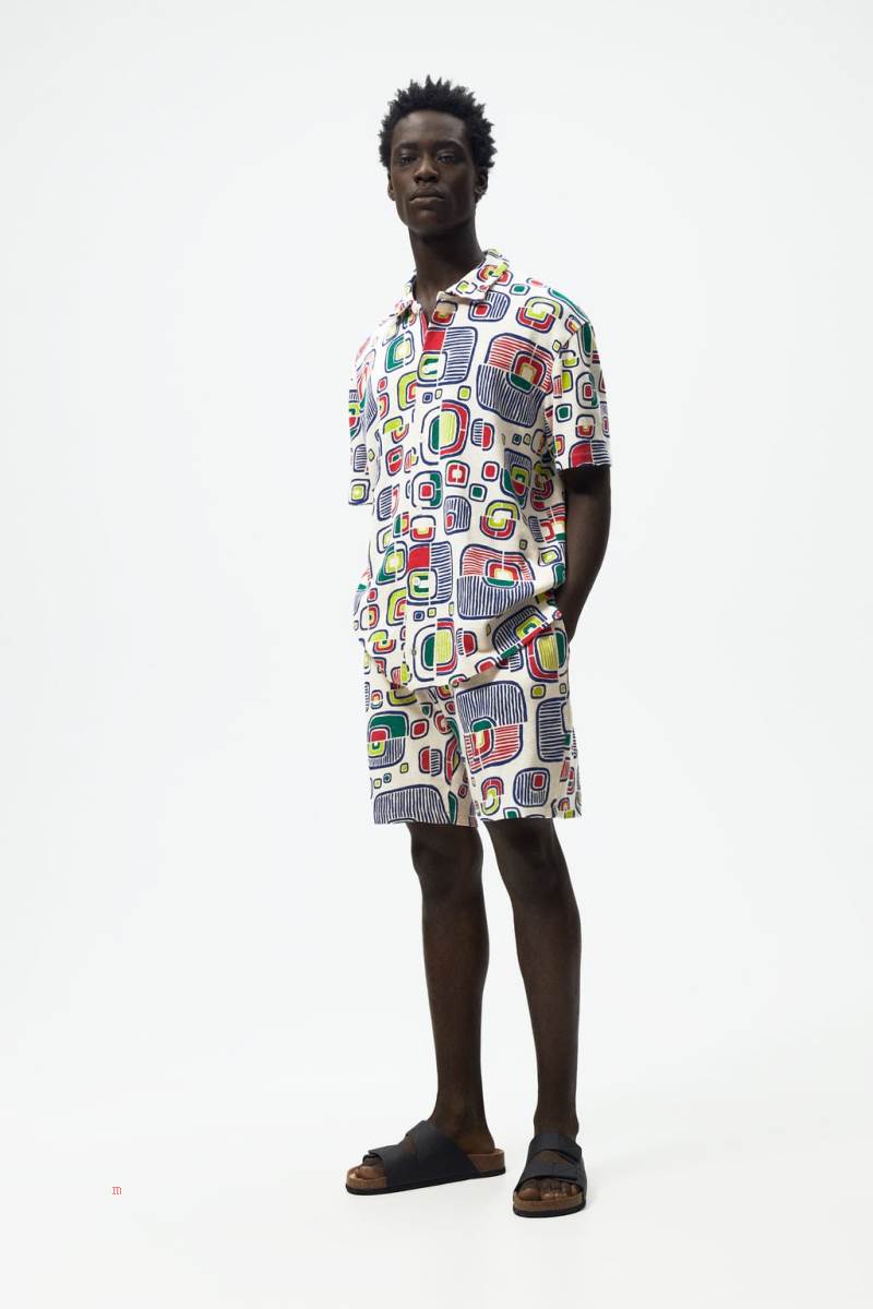 ZARA KNIT BERMUDA WITH GEOMETRIC PRINT Shorts Herr Vita | VBJHM-0894