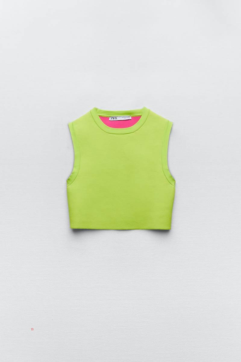 ZARA KNIT Crop Top Dam Gröna | TAZXG-8159