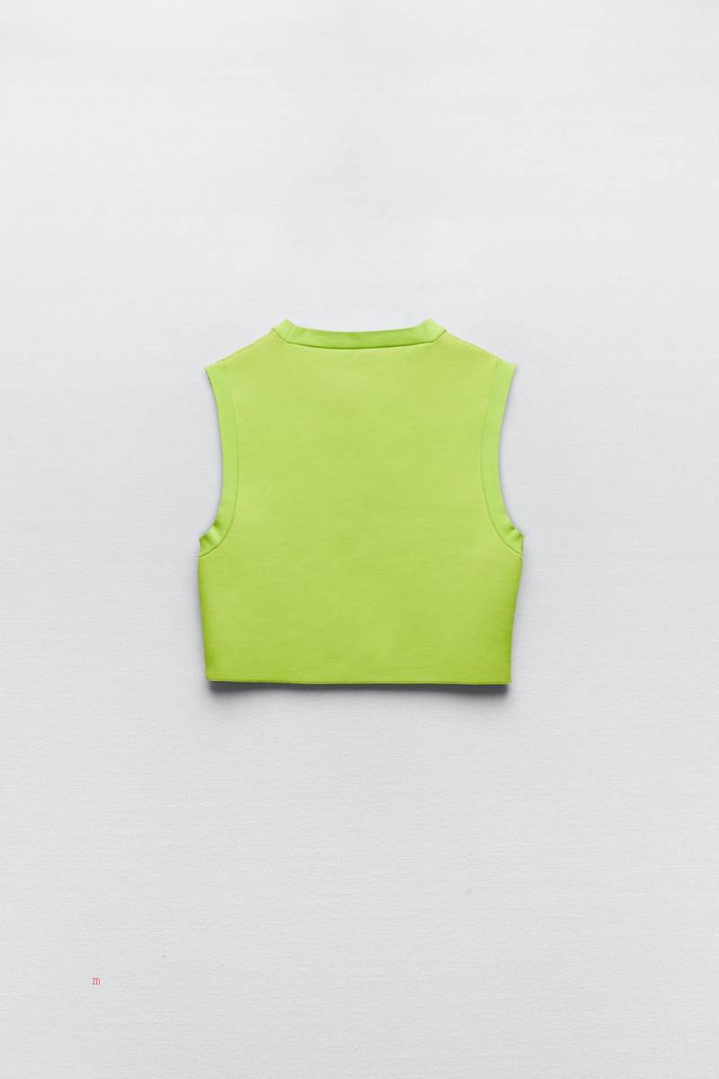 ZARA KNIT Crop Top Dam Gröna | TAZXG-8159