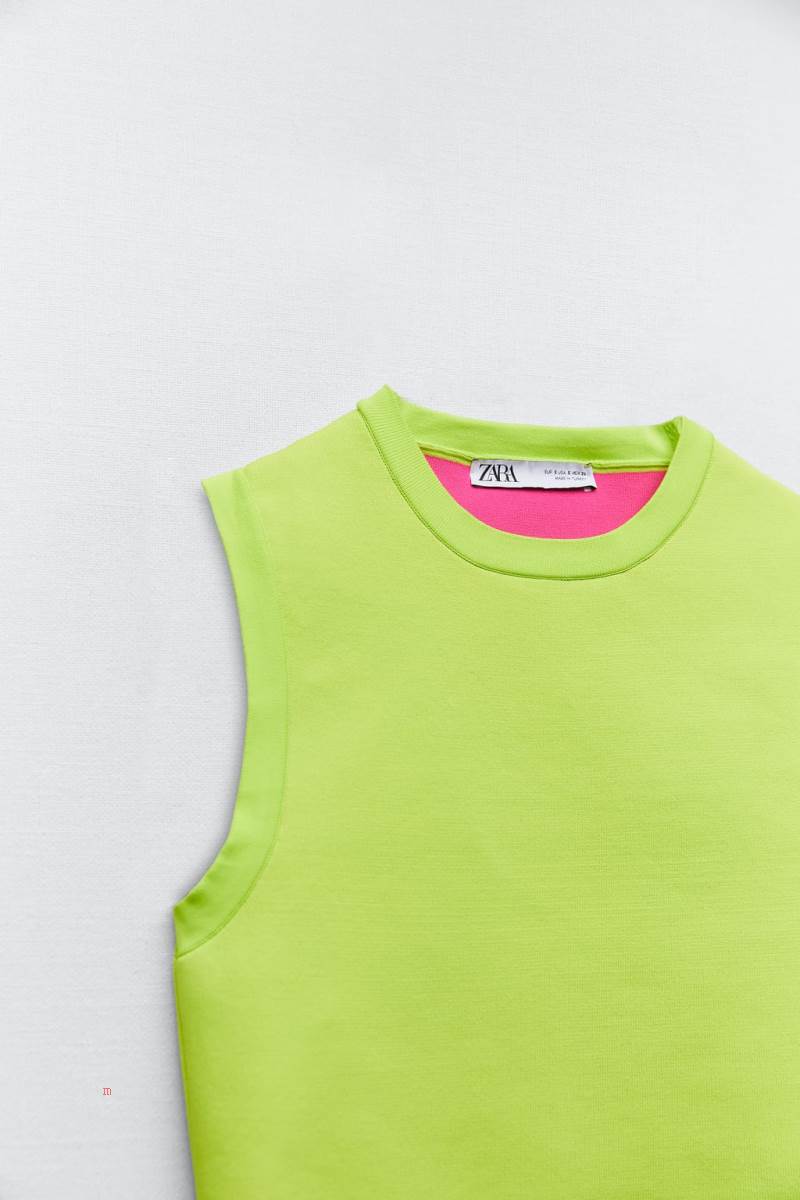 ZARA KNIT Crop Top Dam Gröna | TAZXG-8159
