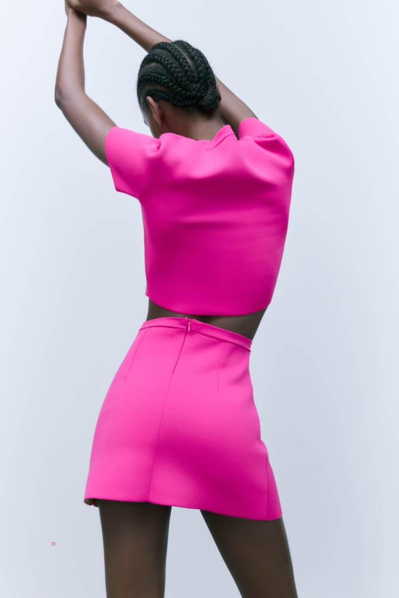 ZARA KNIT Crop Top Dam Rosa | TJXUP-6215