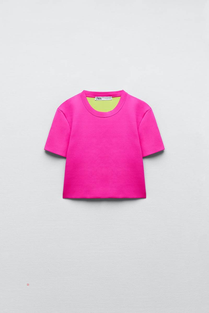 ZARA KNIT Crop Top Dam Rosa | TJXUP-6215