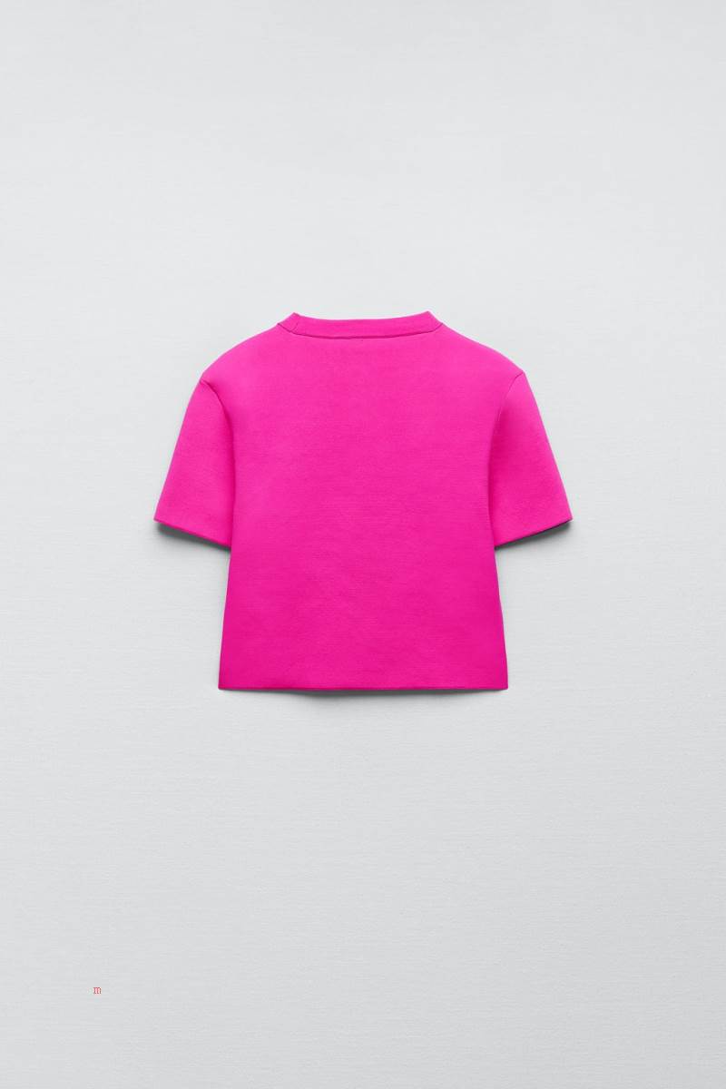ZARA KNIT Crop Top Dam Rosa | TJXUP-6215