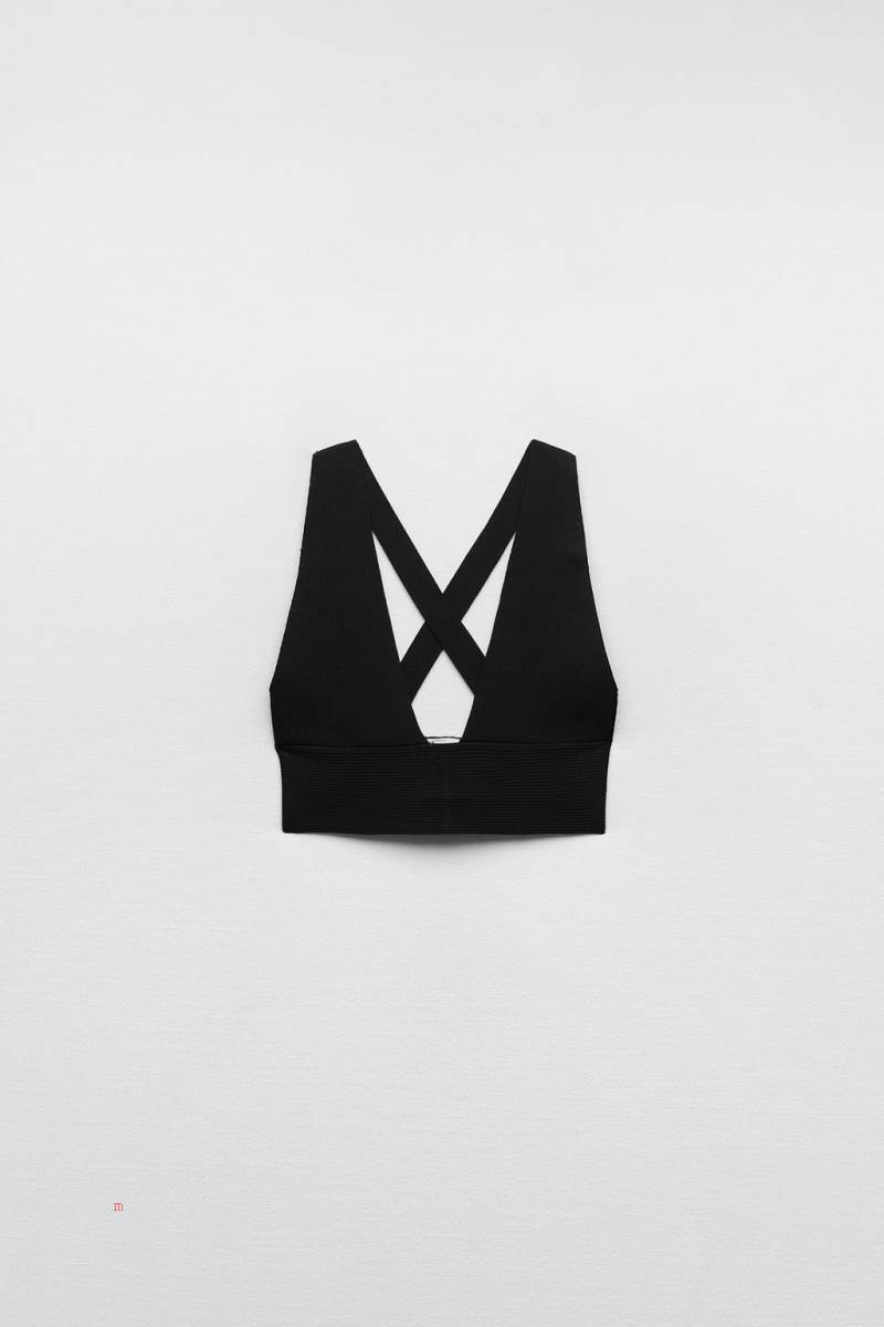 ZARA KNIT Crop Top Dam Svarta | BNUXO-6708