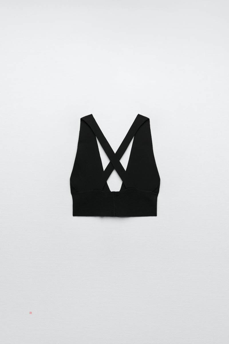 ZARA KNIT Crop Top Dam Svarta | BNUXO-6708