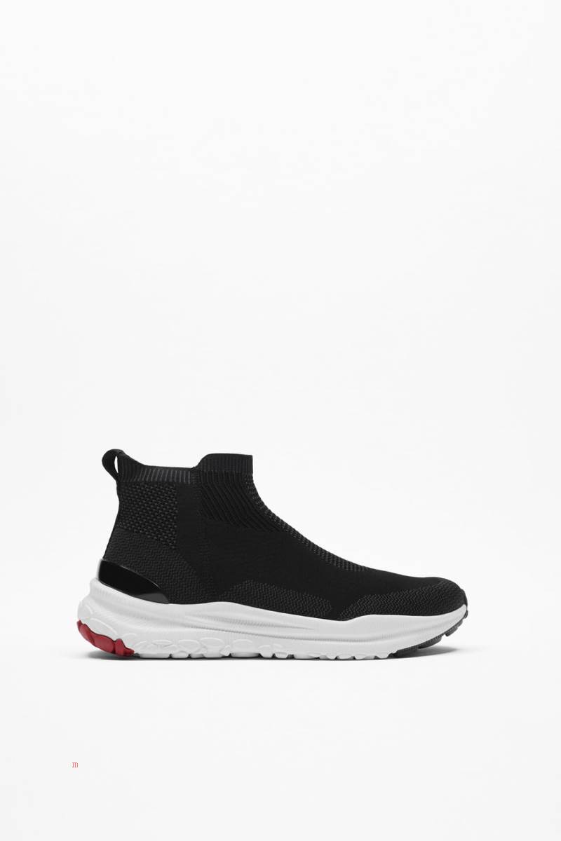 ZARA KNIT FABRIC HIGH-TOP Sneakers Herr Svarta | RTXOL-6305