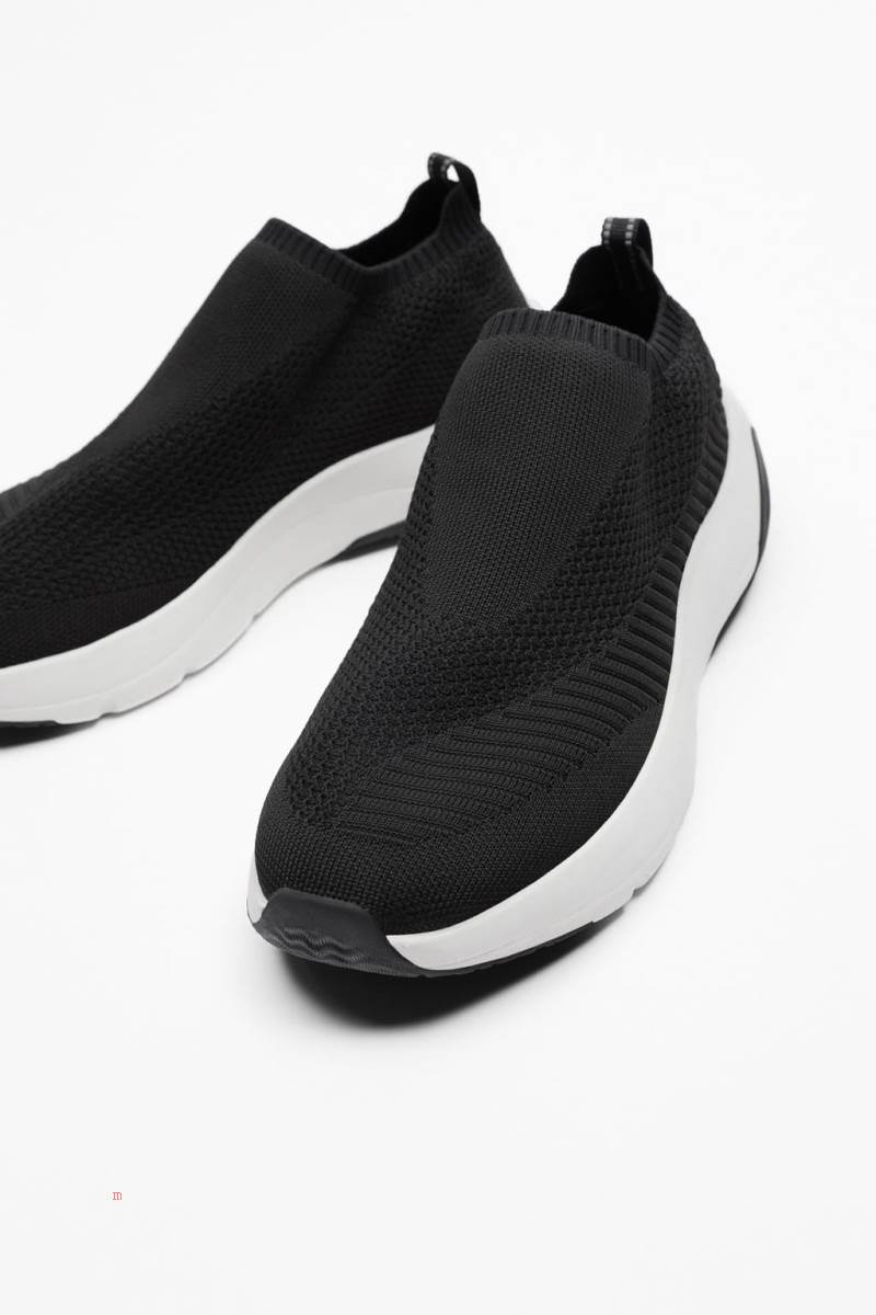 ZARA KNIT FABRIC RUNNING Träningsskor Herr Svarta | GBOWH-5721