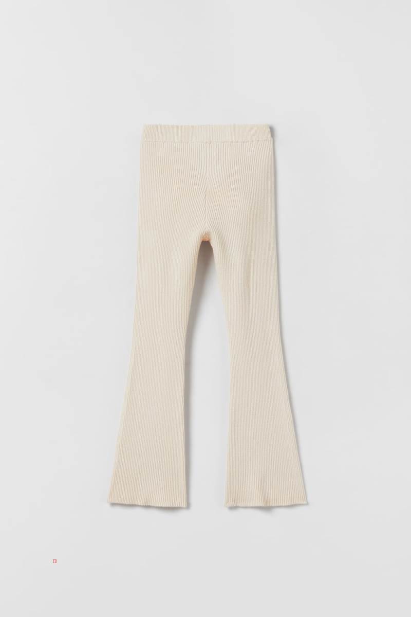 ZARA KNIT FLARED Leggings Tjej Beige | CQTBI-4592