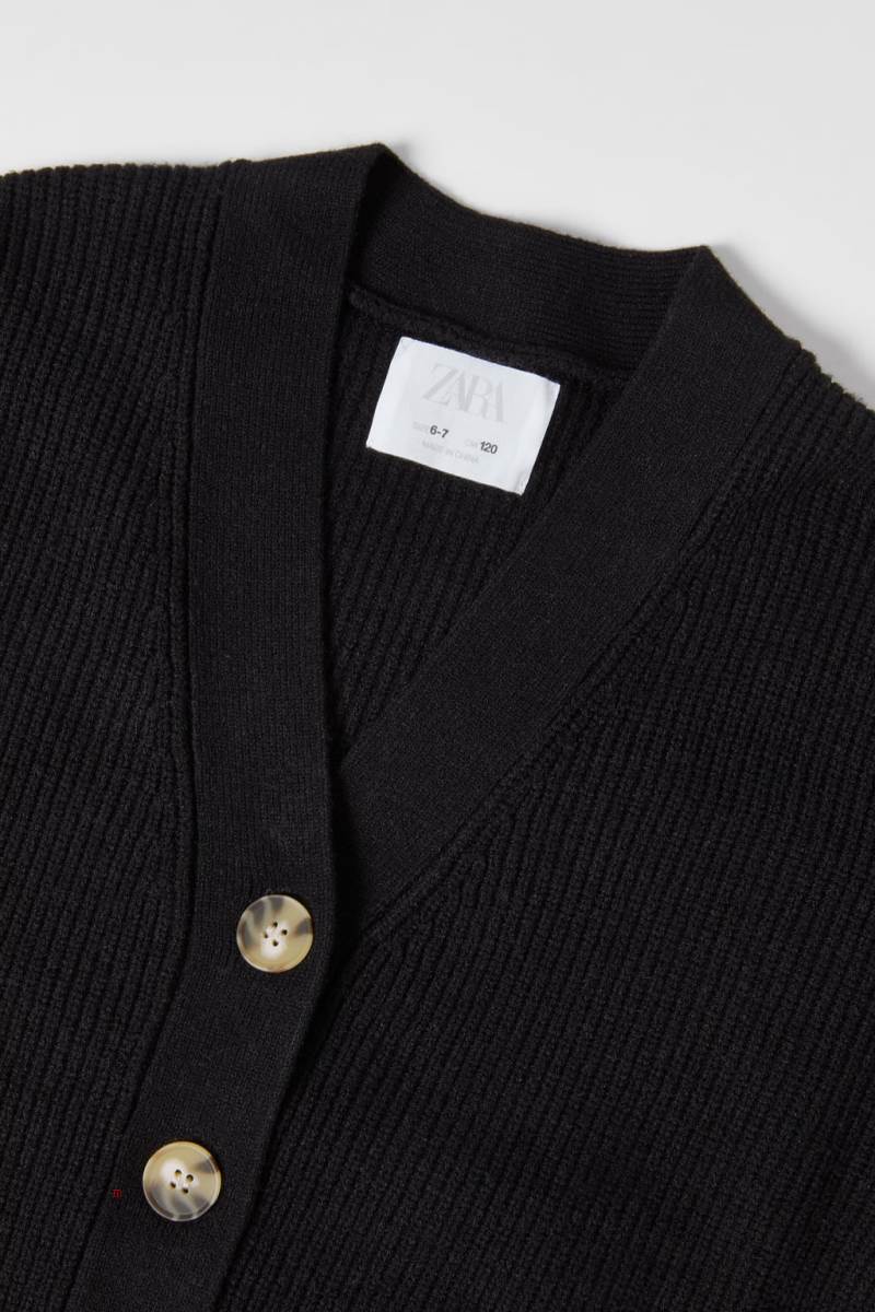 ZARA KNIT HALF Cardigan Tjej Svarta | AJXSP-0476