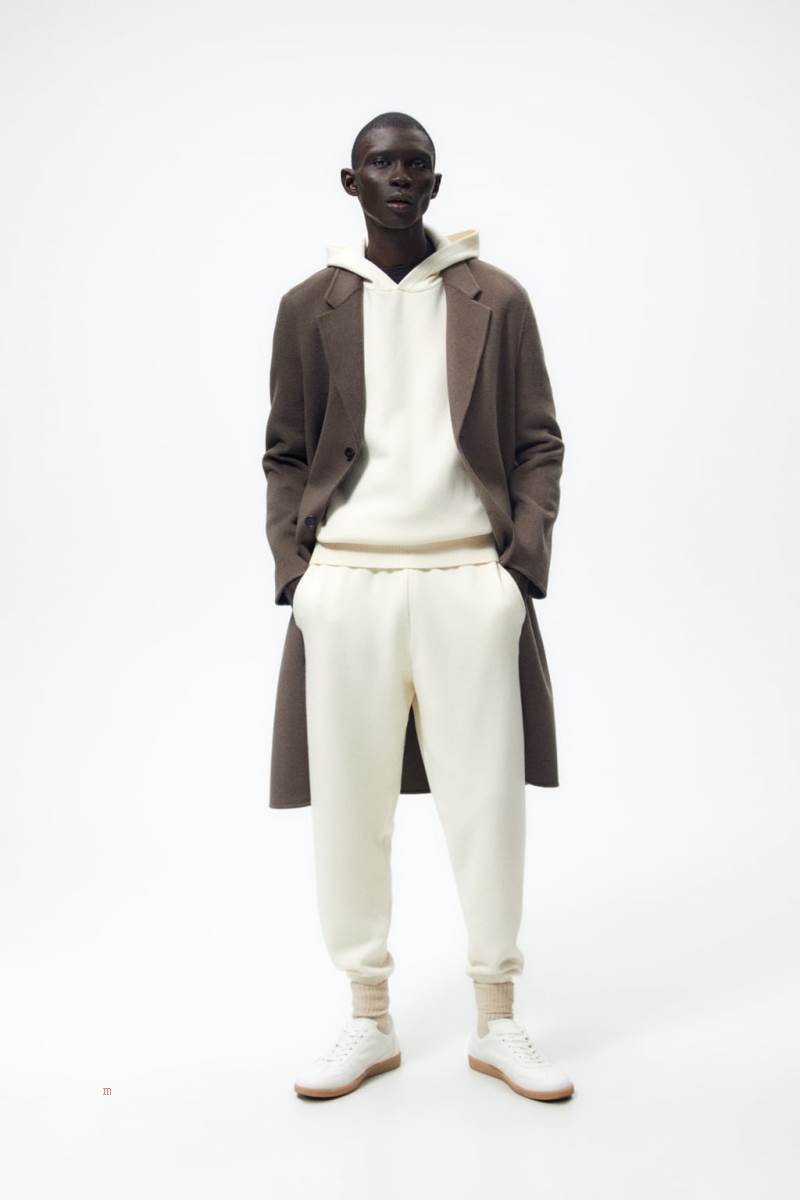 ZARA KNIT Mjukisbyxor Herr Vita | ITJKQ-9874