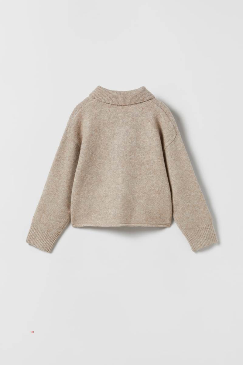 ZARA KNIT POLO Tröjor Tjej Beige | XVGJW-9625
