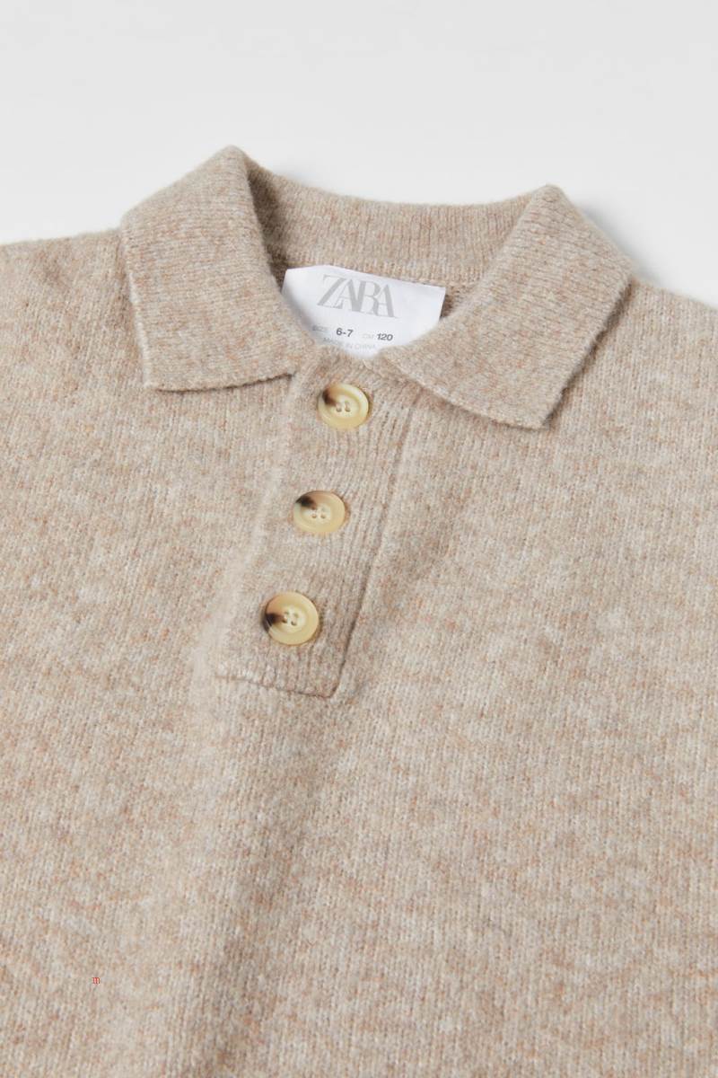 ZARA KNIT POLO Tröjor Tjej Beige | XVGJW-9625