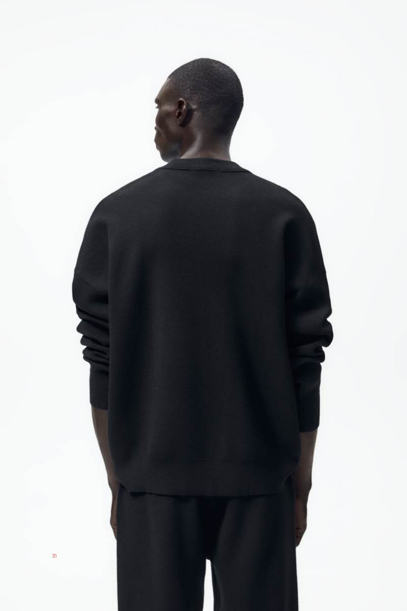 ZARA KNIT Sweatshirt Herr Svarta | SCDQM-8274
