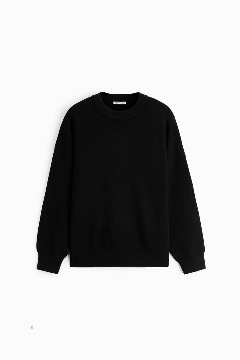 ZARA KNIT Sweatshirt Herr Svarta | SCDQM-8274