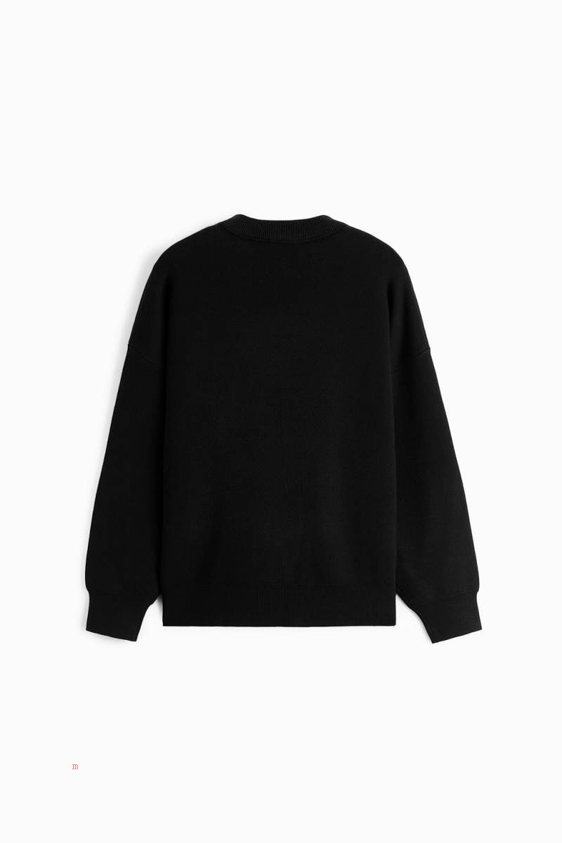 ZARA KNIT Sweatshirt Herr Svarta | SCDQM-8274